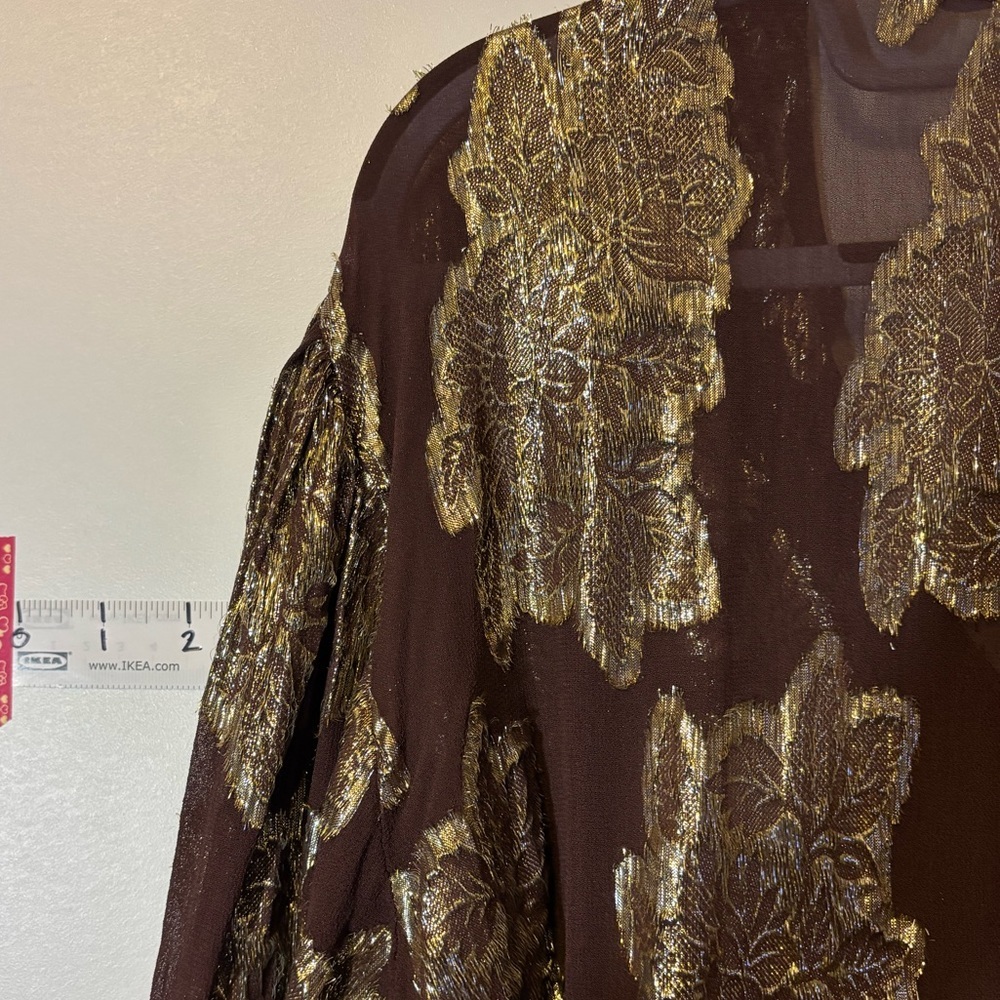 Zara ZW Collection voluminous Elegant Metallic Blouse size XL - Picture 7 of 8